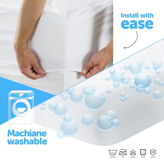 Polyester Jacquard Waterproof Anti-Dust Mite Allergen Free Mattress Protector with Plastic Zipper